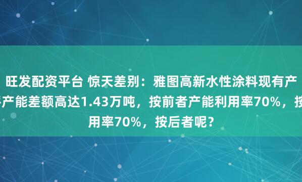 旺发配资平台 惊天差别：雅图高新水性涂料现有产能与环评产能差额高达1.43万吨，按前者产能利用率70%，按后者呢？